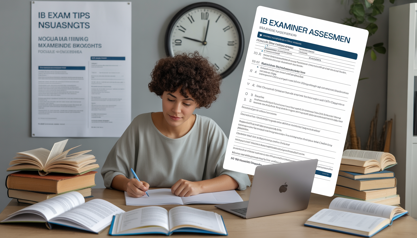 IB examiner reviewing exam paper