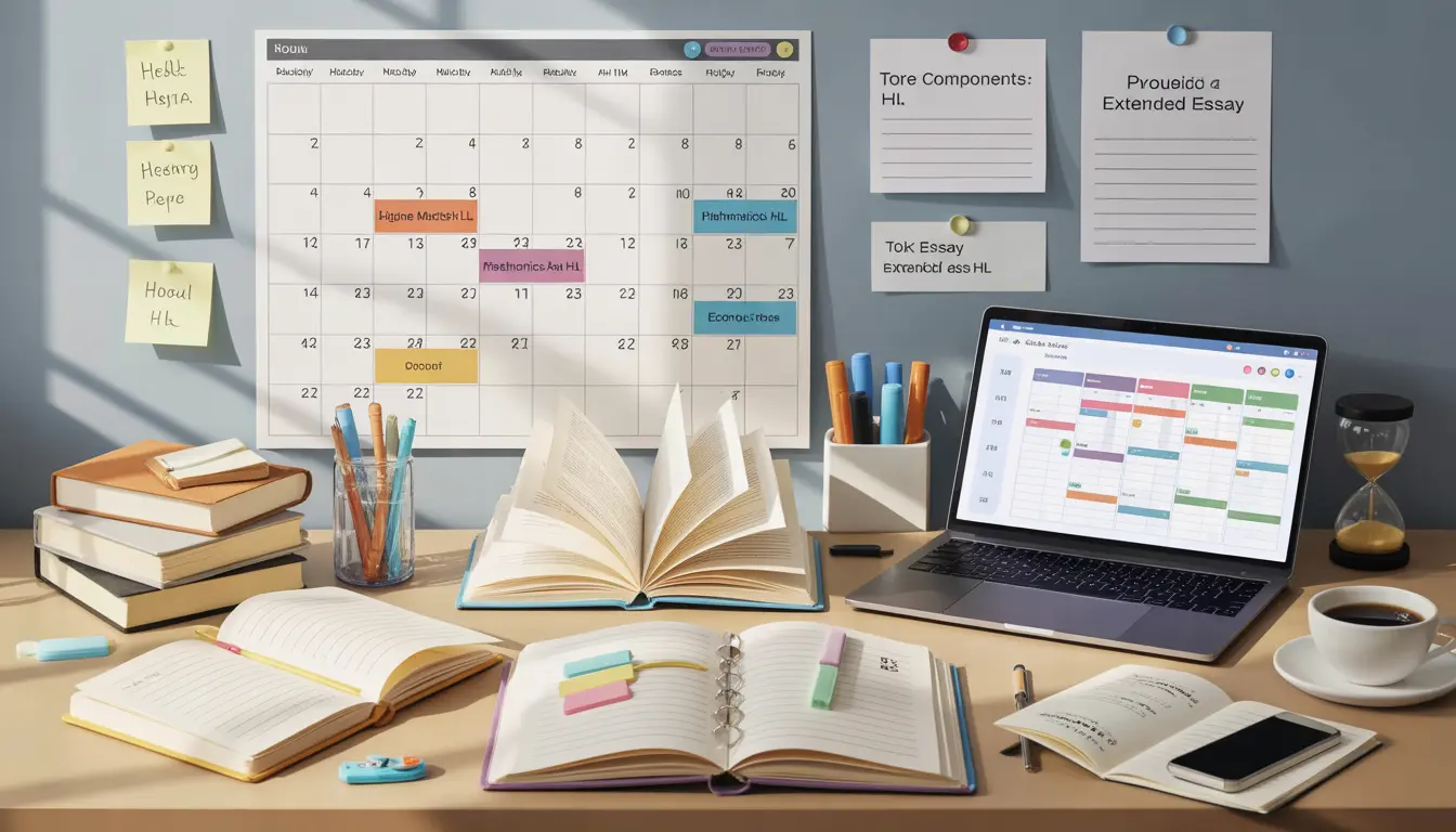 IB student with study plan and materials
